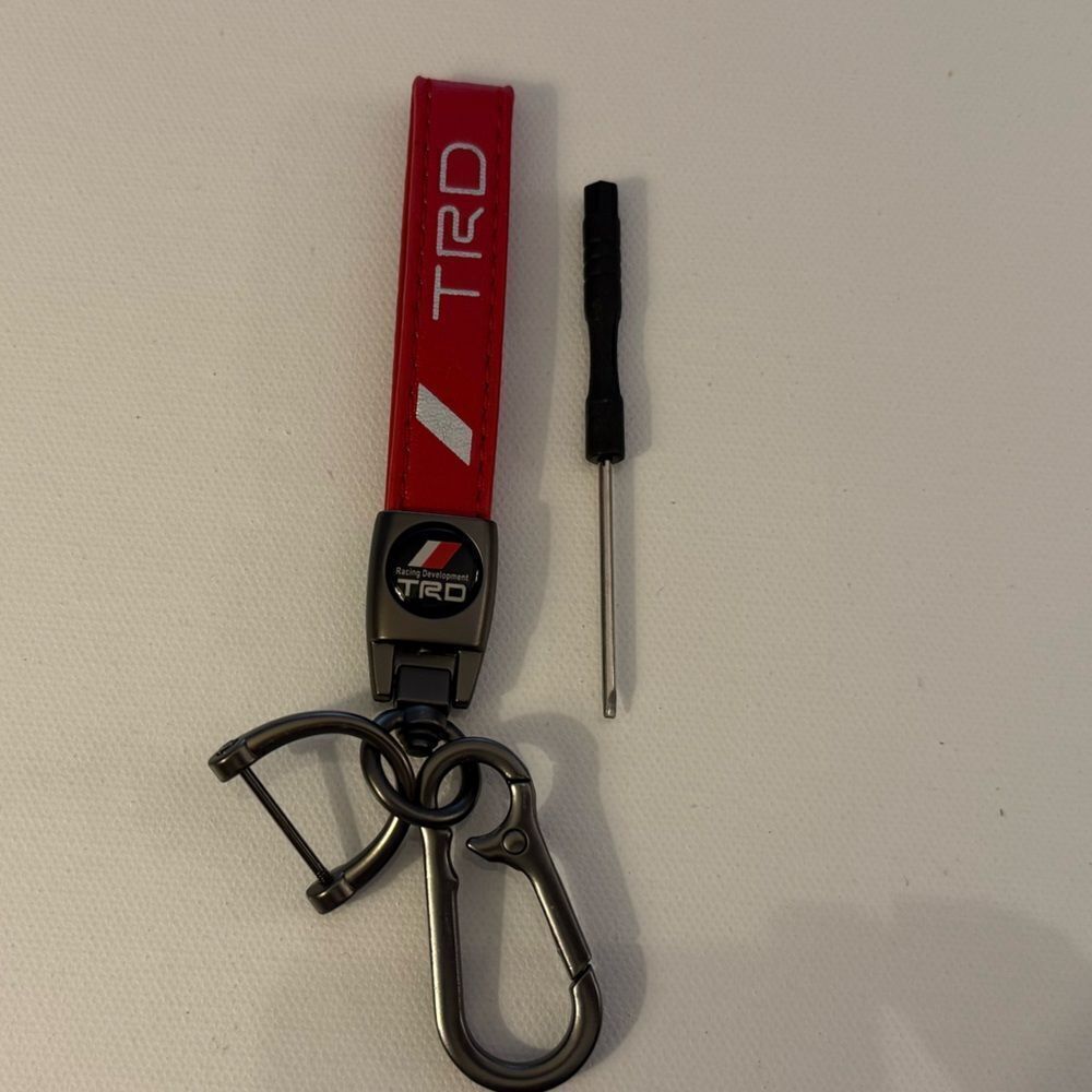 Toyota TRD Key Fob Keychain in Red Leather with Logo NWT